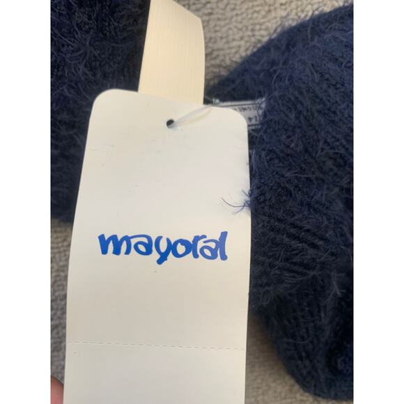 Mayoral Kids 2-4 Blue Fuzzy Pompom 3 in 1 Set Hat Scarf Mitten NWT - Picture 2 of 5